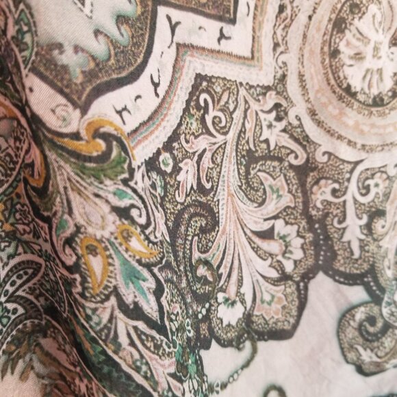 Mascara Paris 100% Silk Caftan Blouse One Size Pink Paisley Cold Shoulder - Picture 16 of 16